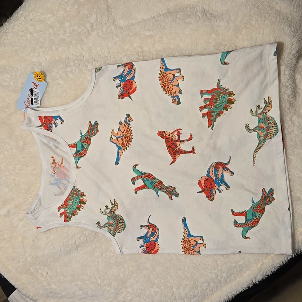 Cat & Jack White Dinosaur Tank Top